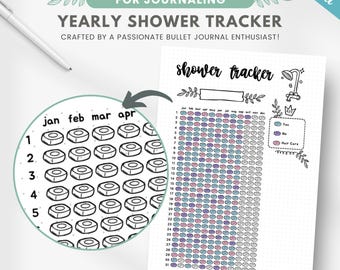 Premade shower tracker, hair washing tracker, shampoo tracker, shower frequency log, journal yearly tracker, daily habit tracker template