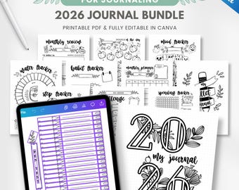 2026 Editable Journal bundle - 180+ Canva templates, printable planner insert | A4 & A5 - Value Pack