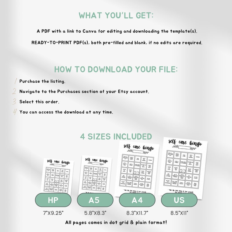 Printable self care bingo card game mental health bingo self care