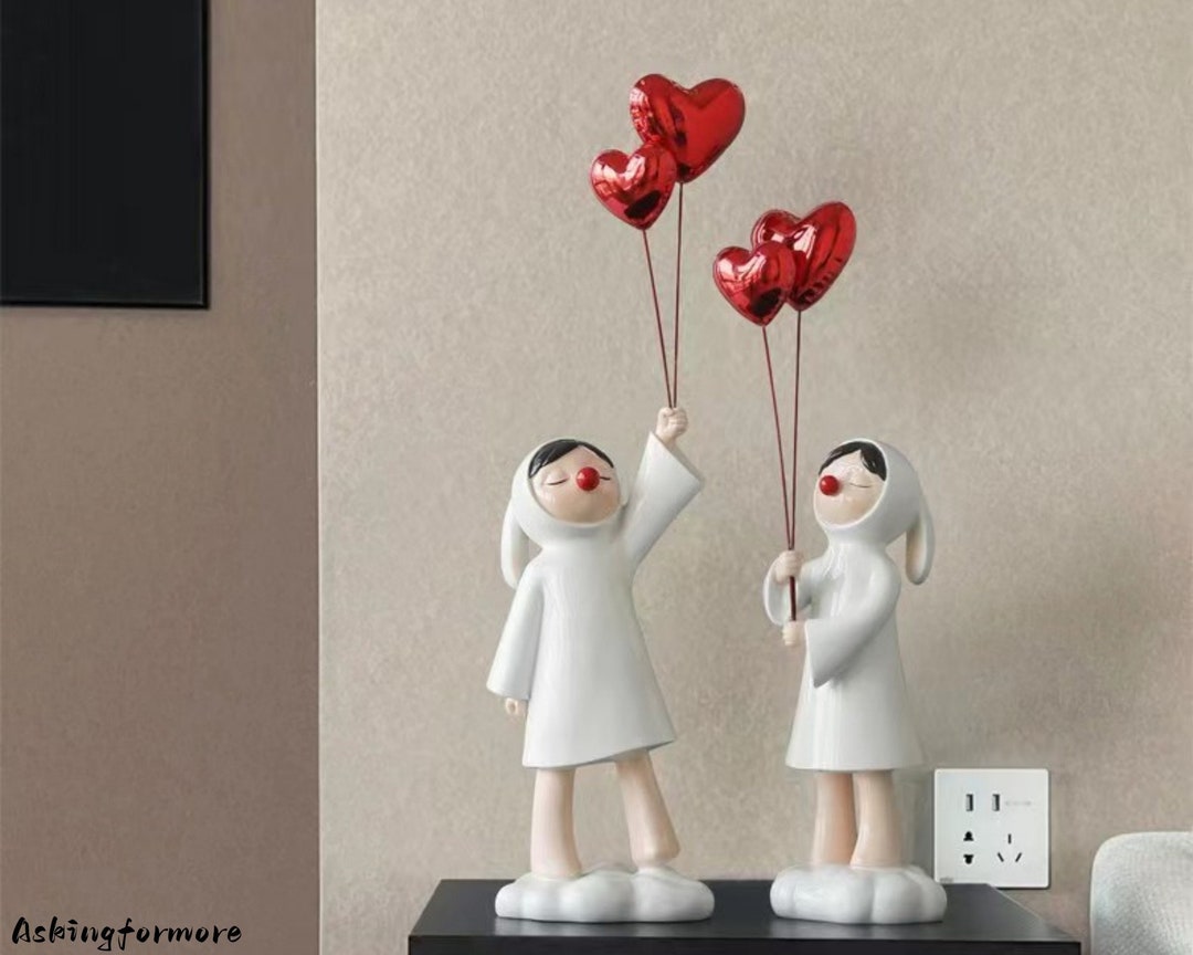 Balloon Girl Sculpture Hot Air Balloon Figurine Elephant Etsy