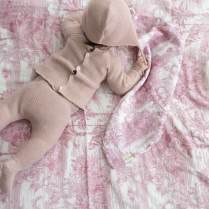 Pink Jungle Toile Muslin Blanket