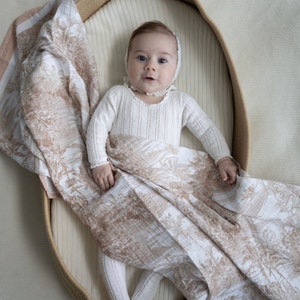 Neutral Jungle Toile Muslin Blanket