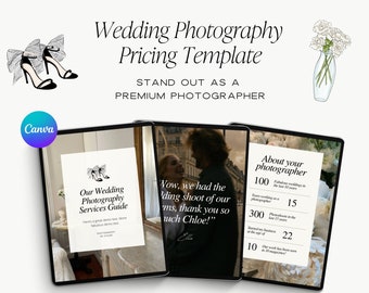 Photographer Pricing Guide template for Canva, Photography Pricing Template, Wedding Photographer Pricing template, Editorial Design