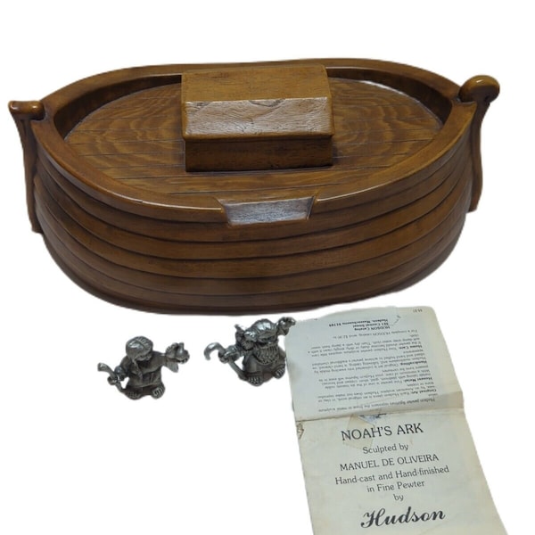 Hudson Pewter Noah and Mrs. Ark Collection display THE ARK 1980s boat ship