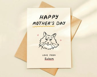 Personalized Pet Mom Day Card, Cute Card from the Cat, Dog Mum Gift, Custom Pet Portrait Mother’s Day Card, Printable Pet Greeting for Her