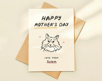 Personalized Pet Mom Day Card, Cute Card from the Cat, Dog Mum Gift, Custom Pet Portrait Mother’s Day Card, Printable Pet Greeting for Her