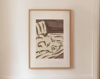 SOFA DOG 03 - Brown Dog Print, Abstract Study Decor, Instant Download
