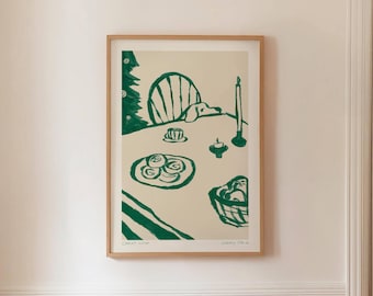 SNEAKY DOG 06 - Christmas Kitchen Print, Whimsical Holiday Wall Art (Instant Download)