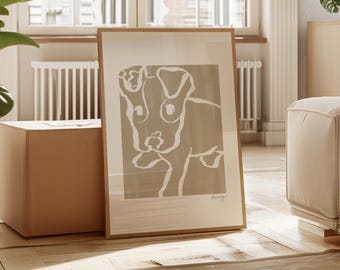 Neutrales Hundeportrait: Modernes Tierportrait, Abstrakte Kunst, Skandinavisches Wohndekor, Galeriedruck (Digitaler Download)