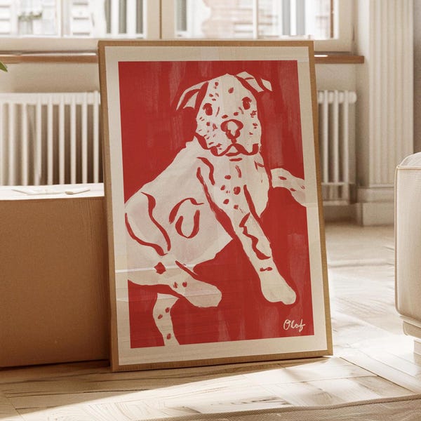 Aangepaste huisdier schilderij, modern handgetekende hondenportret, kleurrijke digitale muurkunst, abstracte galerij, gedurfde dierenprint, uniek huisdier oudercadeau