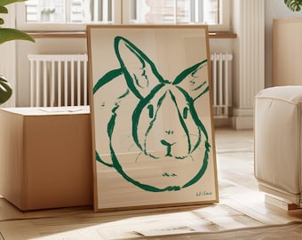 Custom Abstract Rabbit Portrait, Hand Painted Digital Print (Digital Download)