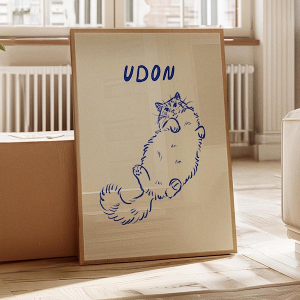 Aesthetic Custom Cat Portrait, Colorful Digital Pet Line Art, Personalized Cat Print, Eclectic Posters, Cute Pet Illustration, Cat Loss Gift