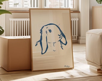 Custom Rabbit Portrait, Hand Drawn Abstract Digital Painting (Digital Download)