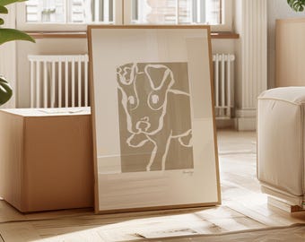 Abstraktes Hunde Portrait - Minimalistische digitale Haustier Malerei, Skandinavische Kunst, Zeitgenössischer Tierdruck (Druckbares Kunstwerk)