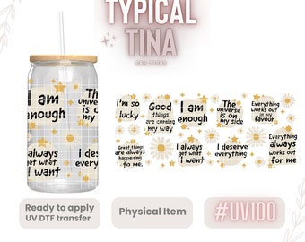 UV# 100 | UVDTF Cup wrap | Ready to apply | High Quality | Printed in house | Easy application | Transfer | Fits 16oz-17oz cups or mugs