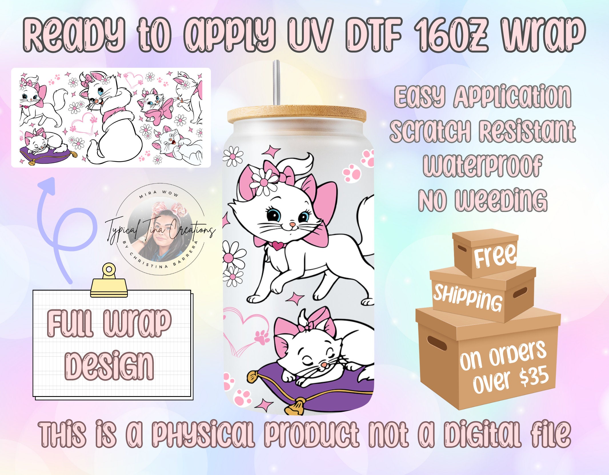 UVDTF Cup wrap | Ready to apply | High Quality | Printed in house | Easy application | Cup Transfer | Fits 16oz-17oz cups or mugs