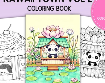 Kawaii Town (Vol 2) Coloring Book - 30 Kawaii Pages