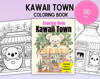 Kawaii Town Coloring Book - 30 Adorable Pages