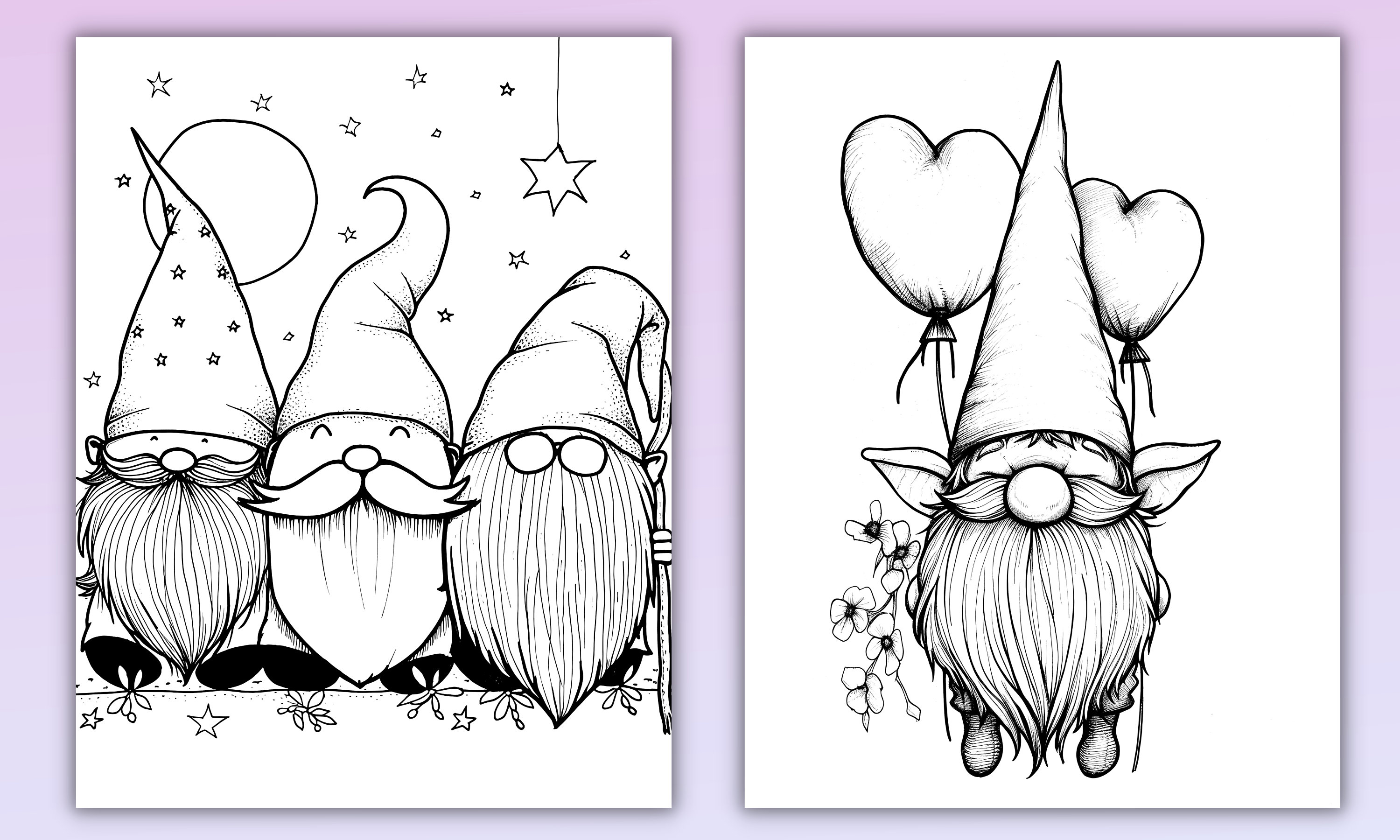 Sweet Gnomes Coloring Page - 30 Adorable Pages - Instant Download - Etsy