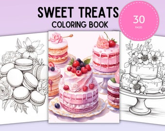 Sweet Treats Coloring Book - 30 Gorgeous Desserts - Digital Download