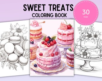 Desserts Coloring Book: 30 Sweet Treat Pages (Digital Download)