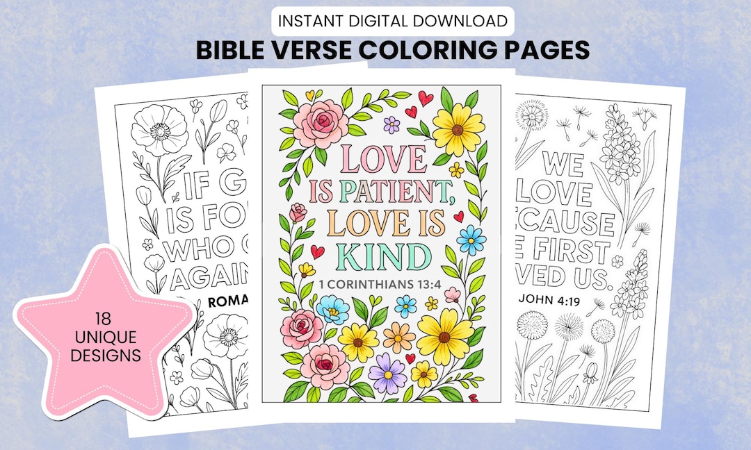 Bible Verse Coloring Pages | Christian Coloring Book for Adults & Teens | 18 Unique Script