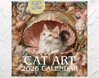 Cat Art Wall Calendar 2026 |  Meme | Funny GAG Gift | Mug | Cat Lover | Famous Paintings | Friend