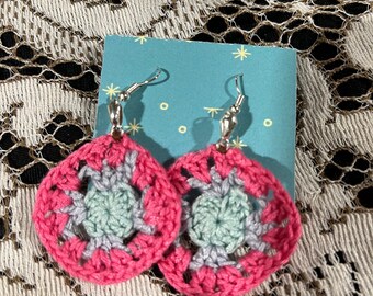 Microcrocheted Granny Square Earrings