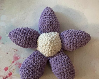 Crocheted Purple Flower Pillow