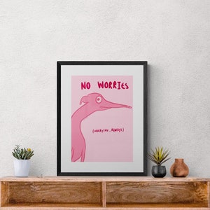 No Worries, Anxious Doggo, Vibrant, Fun and Quirky Wall Art Print, Available in Sizes A5, A4 & A3