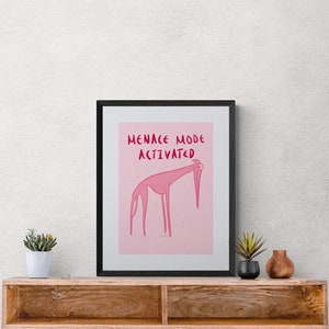 Menace Mode Activated, Silly Doggo, Vibrant, Fun and Quirky Wall Art Print, Available in Sizes A5, A4 & A3