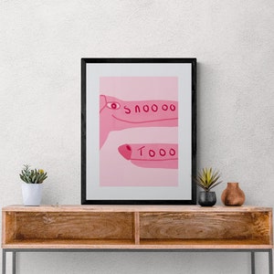 Snoooooot, Long Doggo, Vibrant, Fun and Quirky Pink Wall art print, Available in Sizes A5, A4 & A3