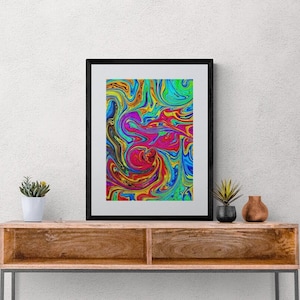 Vibrant Abstract Wall Art Print, Colourful Modern Home Decor, Available in sizes A5, A4 & A3