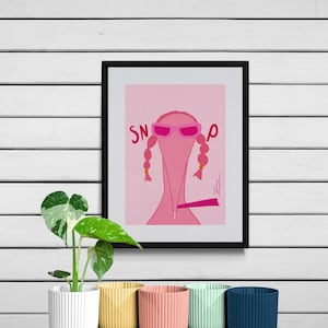 Snoop, Doggy Dog, Vibrant, Fun and Quirky Pink Wall Art Print, Available in Sizes A5, A4 & A3