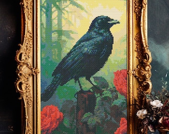 Cross Stitch Pattern pdf -Fall Gothic Raven & Roses - ALL BOARDS - Read the listing description!Xstitch SAL Autumn Stitch-A-Long