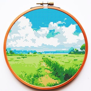 Anime Sommer Kreuzstich PDF Muster Farbkarte klein Einfach Bunt Zählvorlage Xstitch Landschaft Anfänger freundlich sofort-Download