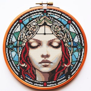 Gothic Modern Counted Cross Stitch Pattern PDF Instant Download Stained Glass Witchy aesthetic Macabre Color Chart Xstitch Small Feminine