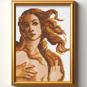 Easy Funny Small Modern Counted Cross Stitch PATTERN Meme Fun Humour Alter art portrait Snarky Instant download Venus Renaissance Feminist