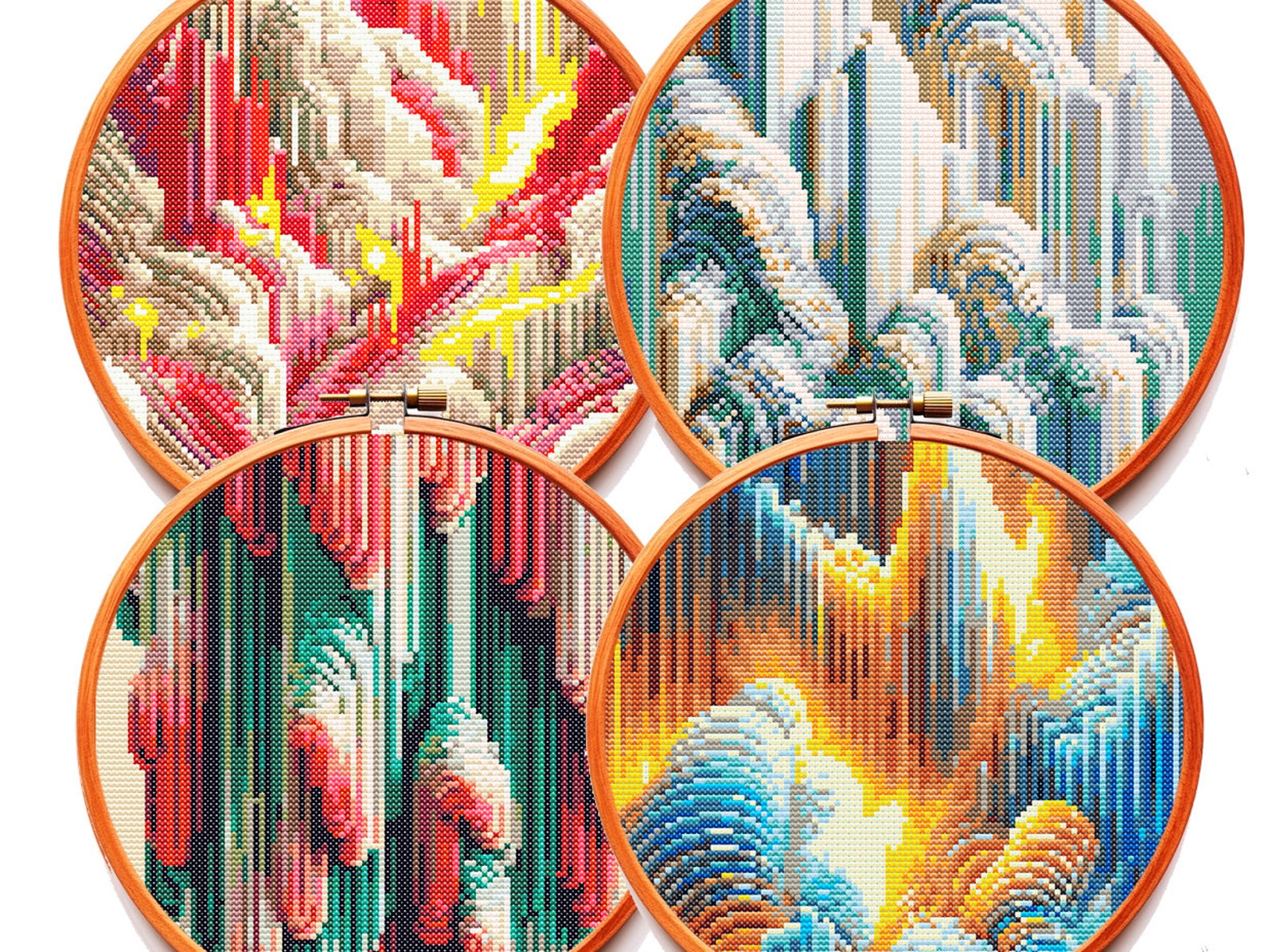 SET of 4 Abstract Cross Stitch Pattern PDF BUNDLE Deal Sale Modern ...