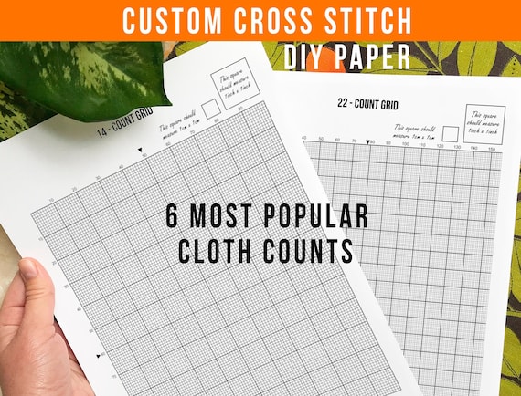 PRINTABLE Cross Stitch Graph Paper Bundle PDF 6 SIZES: Count 14, 10, 11, 16, 18, 22 Xstitch Digital Instant Download Blank Grid Paper Graphs