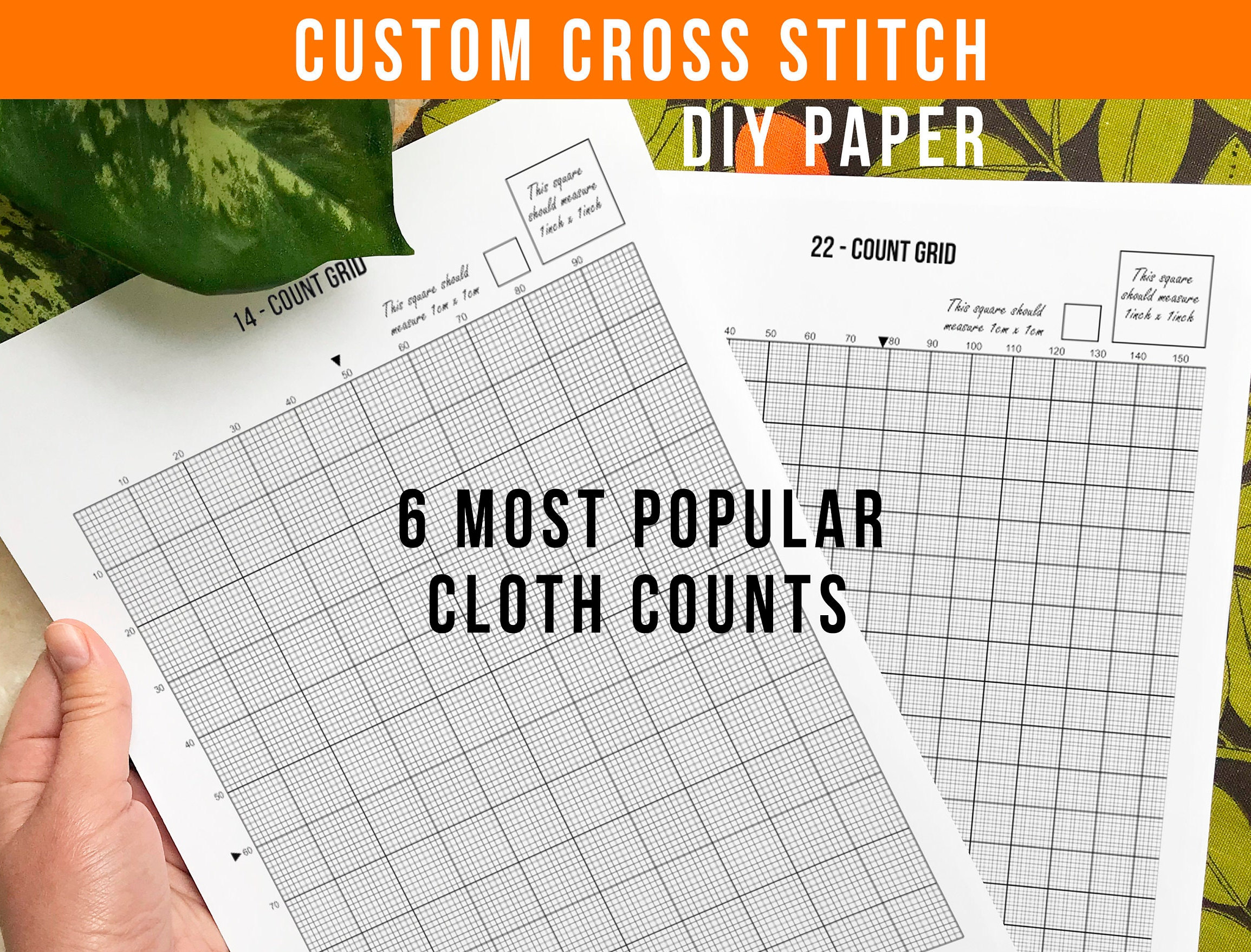 PRINTABLE Cross Stitch Graph Paper Bundle PDF 6 SIZES: Count 14, 10, 11, 16, 18, 22 Xstitch Digital Instant Download Blank Grid Paper Graphs