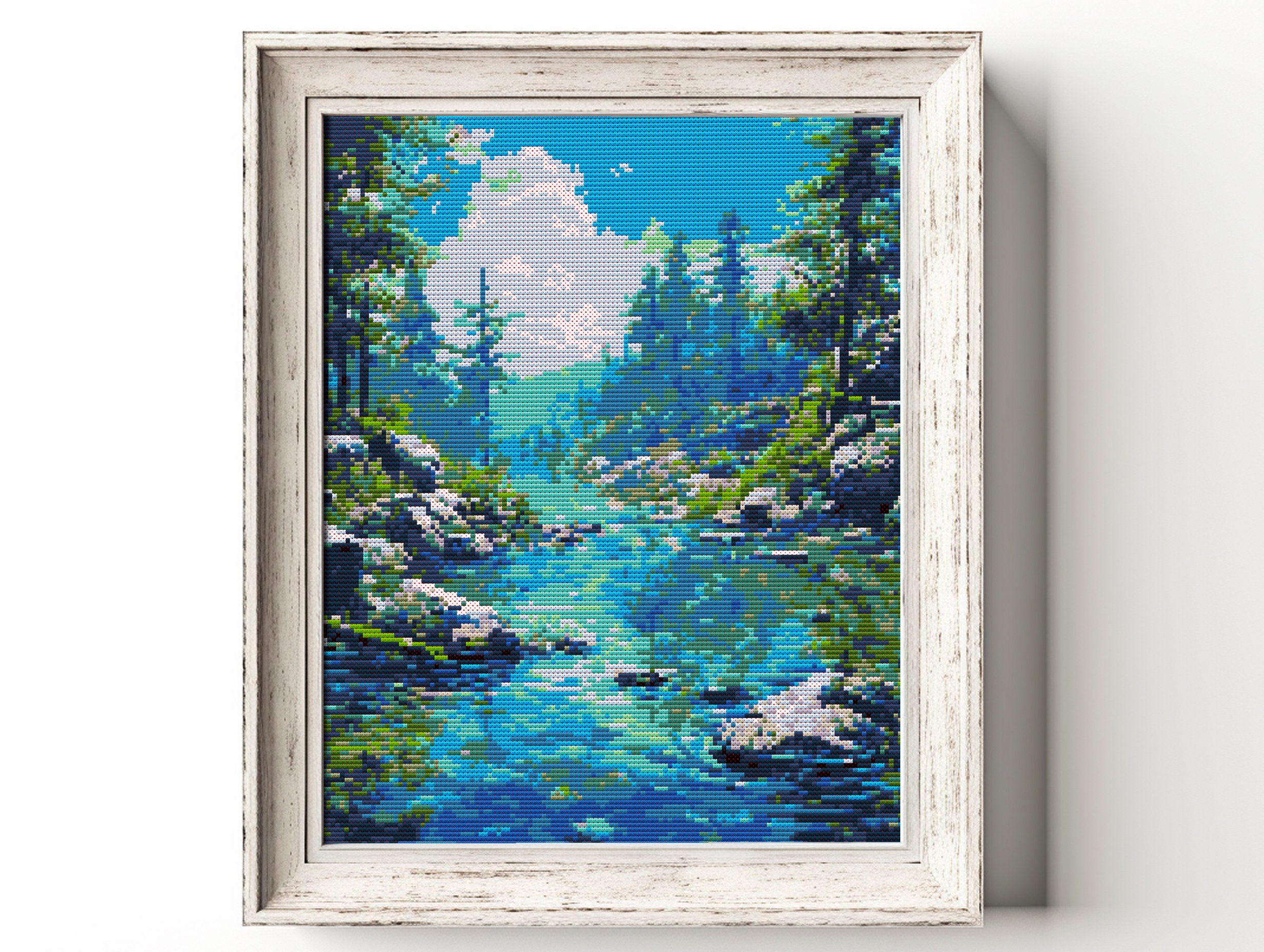 Modern Cross Stitch Pattern PDF Nature Forest Woods Landscape Trees ...