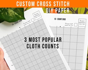 PRINTABLE Cross Stitch Graph Paper Bundle PDF 3 SIZES: Count 14, 10, 11 for Custom Xstitch Digital Instant Download Blank Grid Paper Graphs