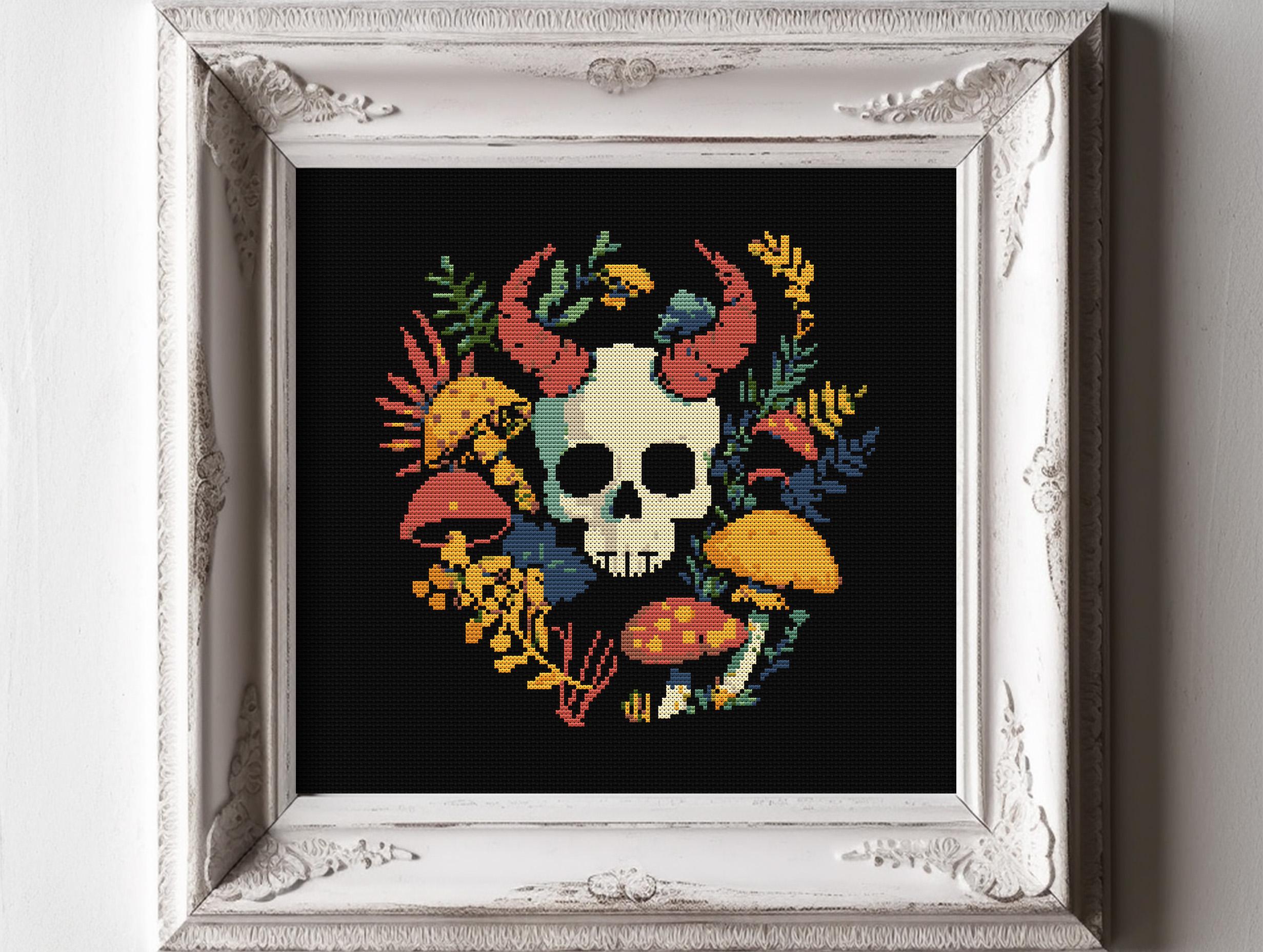 Magic Cross Stitch Pattern PDF Skull Plant Mystical Devil Floral Roses ...