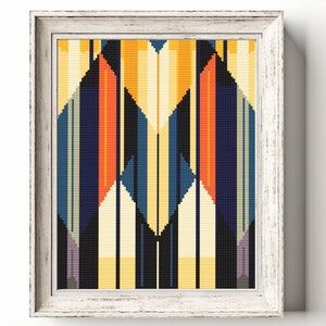 Abstract Geometric Cross Stitch Pattern PDF-Art Colorful Black Funny Framed Small Easy Primitive Home Decor Mini Poster Dark aesthetic