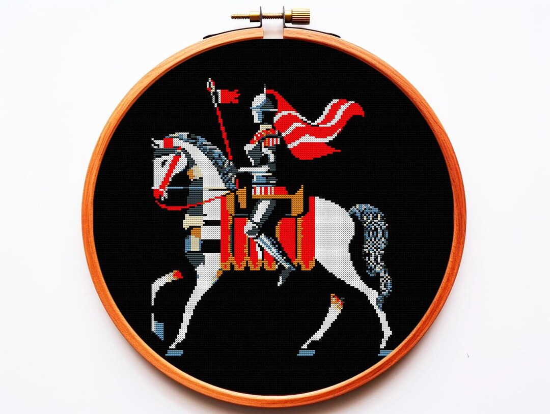 Goth Cross Stitch Pattern PDF Embroidery Horse Female Knight Medieval ...