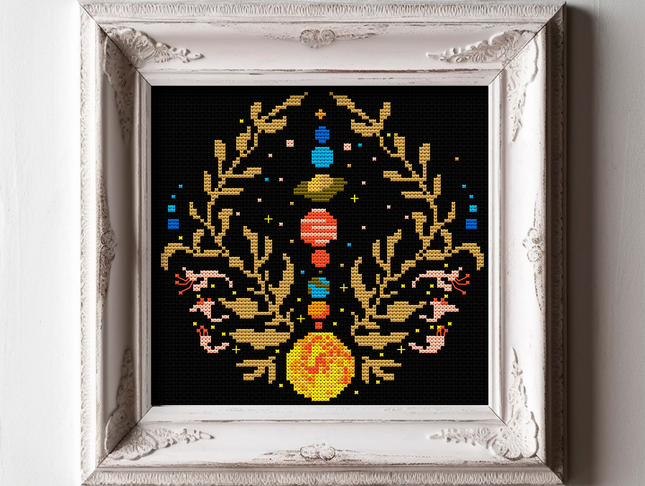 Celestial Modern Cross Stitch Pattern PDF Solar Planet - Etsy