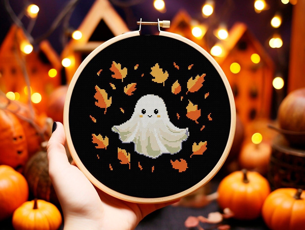 Cute Ghost Small Cross Stitch Pattern PDF - Spooky Fall Easy Modern ...