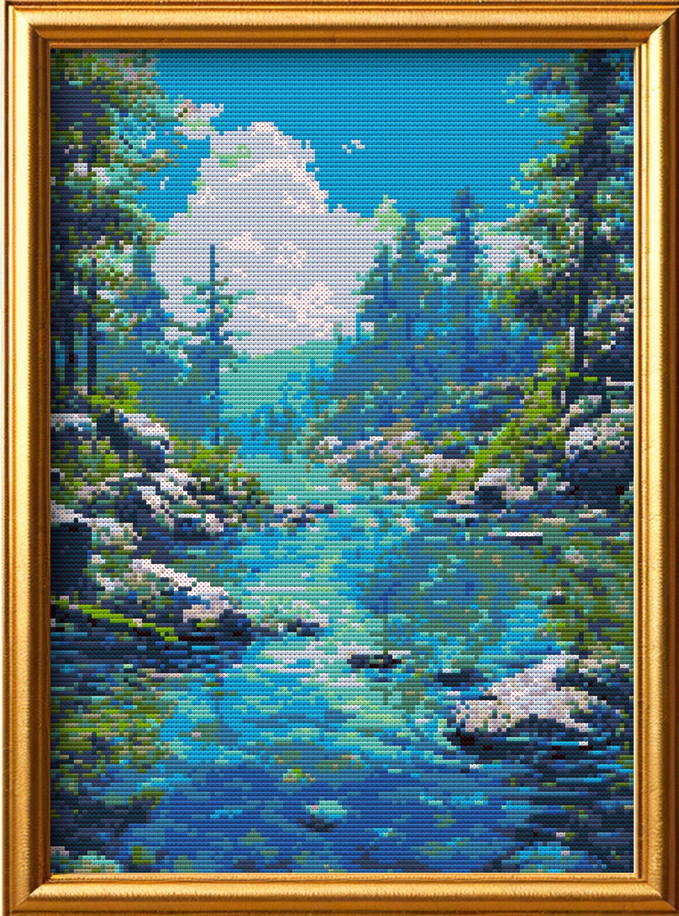 Modern Cross Stitch Pattern PDF Nature Forest Woods Landscape Trees ...