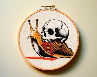 Patrón PDF de bordado a mano con código de color de hilo DMC - Tema gótico, calavera, rosa, ropa oscura, decoración de dormitorio, artesanía fácil, puntada de satén